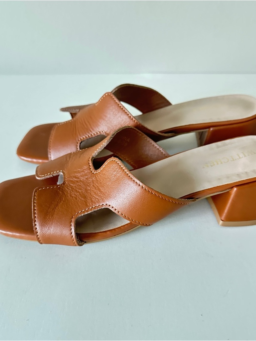 Wittchen Brown Leather Slide Handmade Heels, Sz9W. Preowned, perfect condition